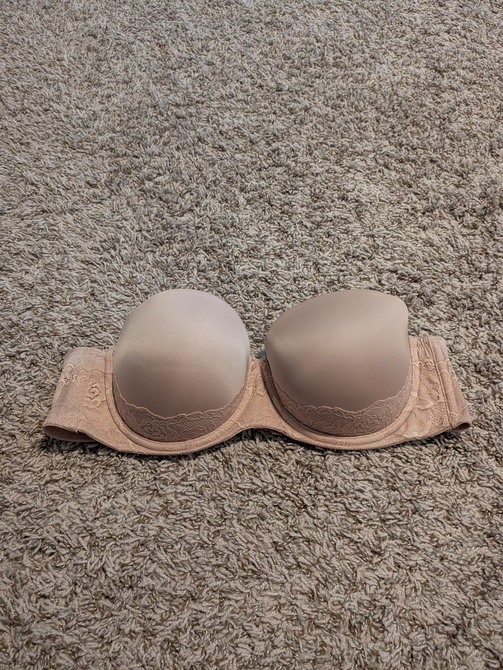 torrid Strapless Lace-Trim Nude/Beige Push-Up Bra